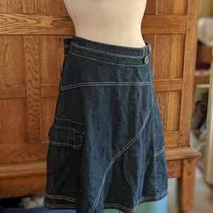 denim skirt with button and stitching details